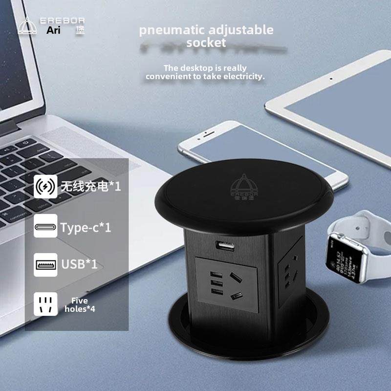 爱瑞堡S3c气动升降插座无线充电岛台嵌入式厨房橱柜桌面防水排插,电子/电工,升降插座,淘宝优惠券,粉丝福利购,淘宝优惠卷