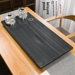 天然皇庭玉石茶盘全自动一体家用石材茶台带烧水底部上水茶具套装