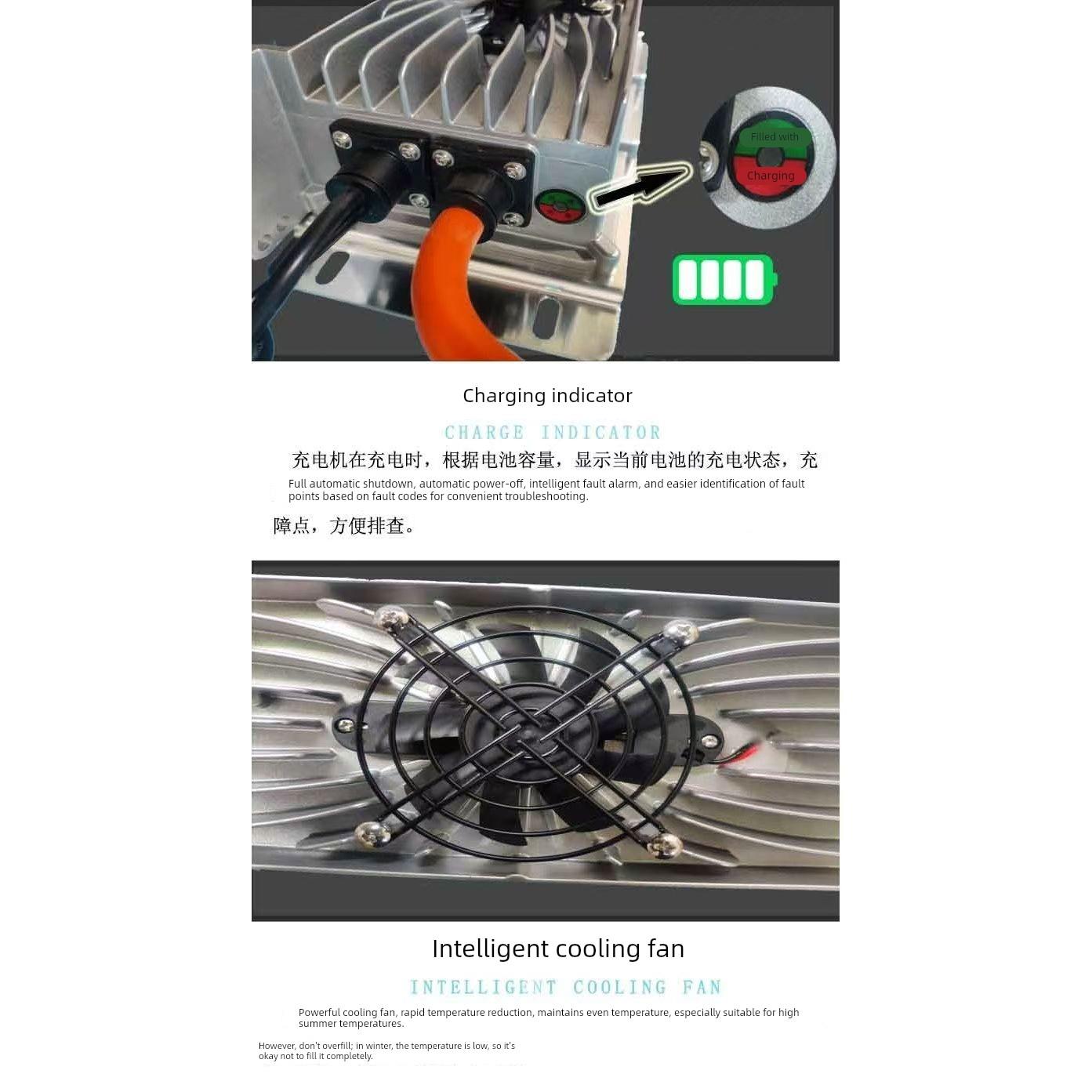 适配易咖X5E7E8E9E200电动车车载72伏100安充电机