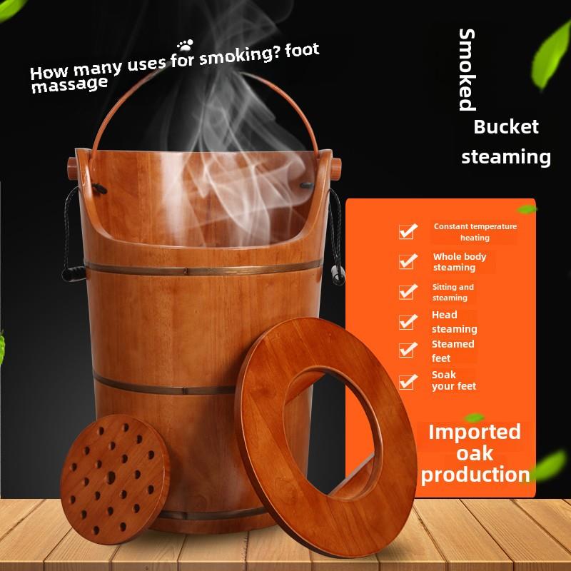 橡木桶熏蒸桶加热恒温足浴桶过膝高深度足浴桶妇科蒸汽桶木桶汗水