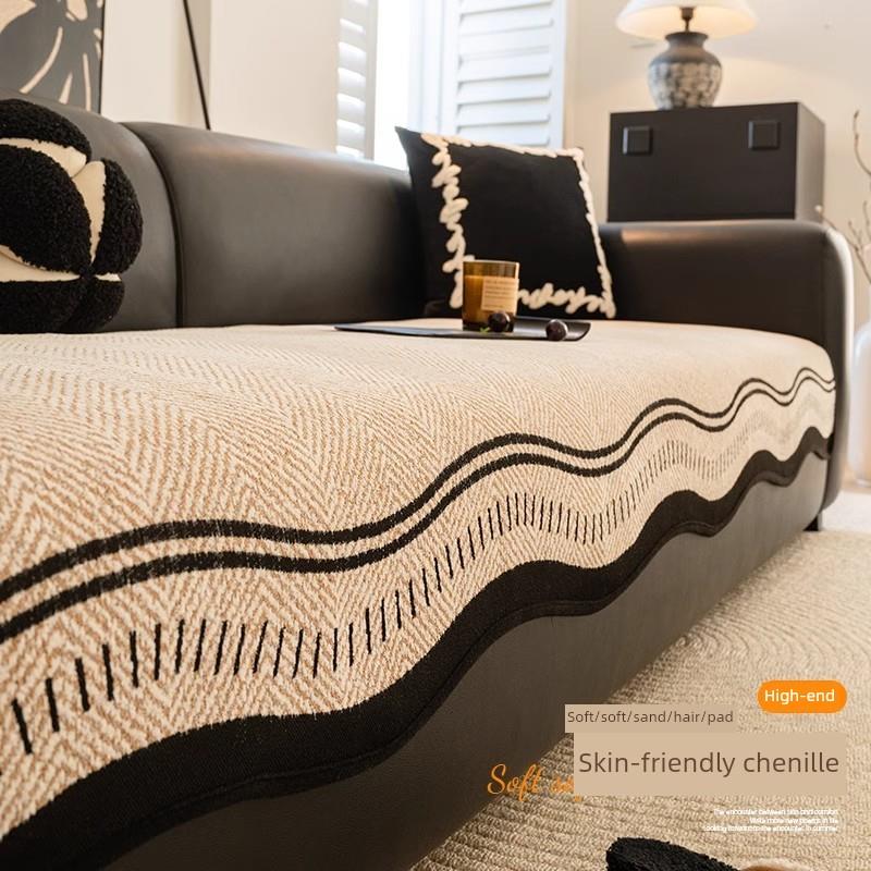 高级感沙发垫四季通用2025新款直排异形一片式固定防滑皮沙发盖布