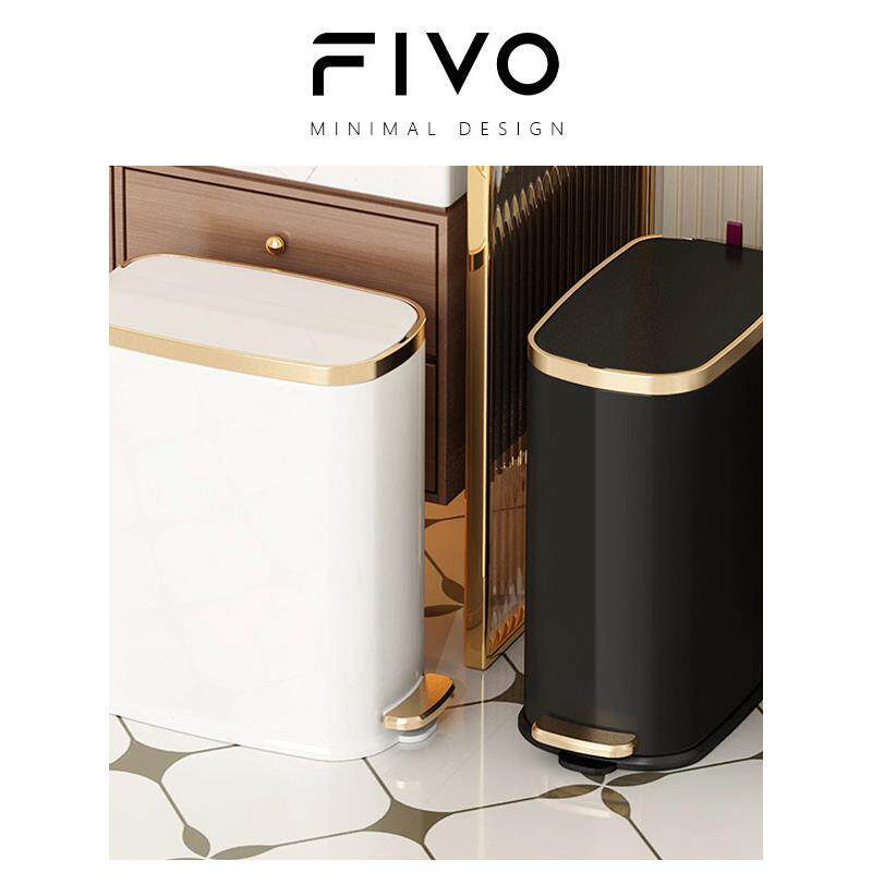 FIVO垃圾桶家用新款不锈钢客厅轻奢厨房带盖脚踩高颜值卫生间厕所