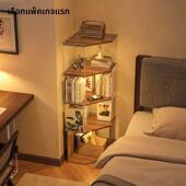 墙角转角柜书架落地置物架实木书柜储物柜一体转角柜展示三角柜子