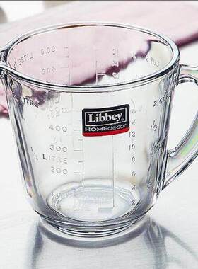Libbey/利比进口玻璃量杯带刻度计量牛奶烘培杯微波炉加热带手柄