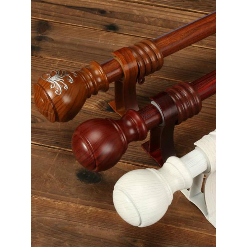 上海静音仿实木纹加厚铝合金窗帘杆罗马杆单杆双杆轨道顶侧装特价