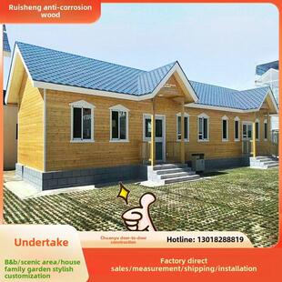 四川防腐木木屋网红茅草亭木屋木屋三角民宿户外亭移动小木屋