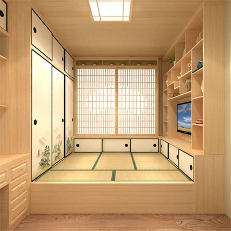 定制实木榻榻米地台卧室床衣柜书柜一体实木窗定制推拉折叠门窗
