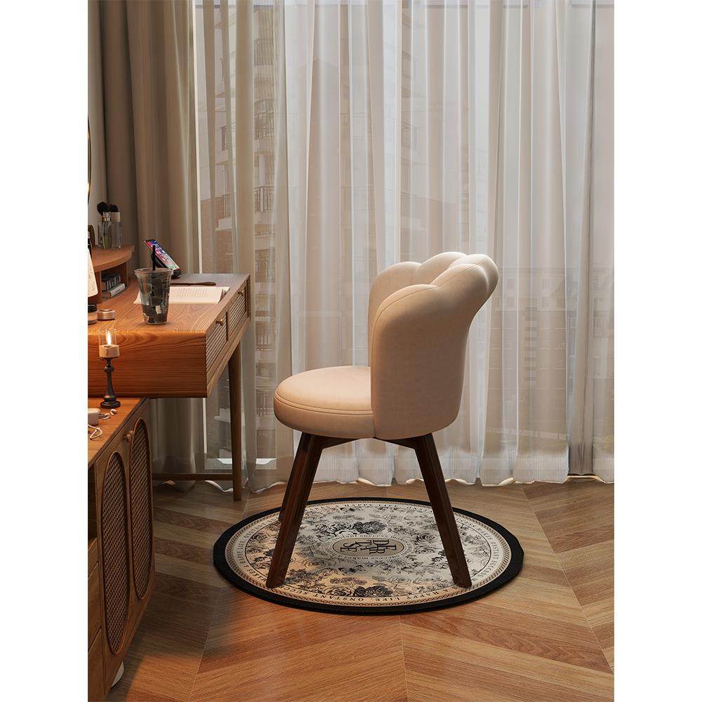 中古风化妆凳实木梳妆椅旋转女生卧室梳妆台靠背椅子轻奢高级感凳