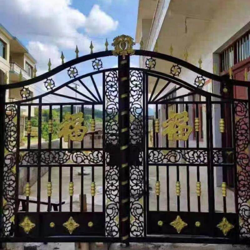铁艺大门四扇入户折叠门家用别墅庭院农村乡村院子门对开门