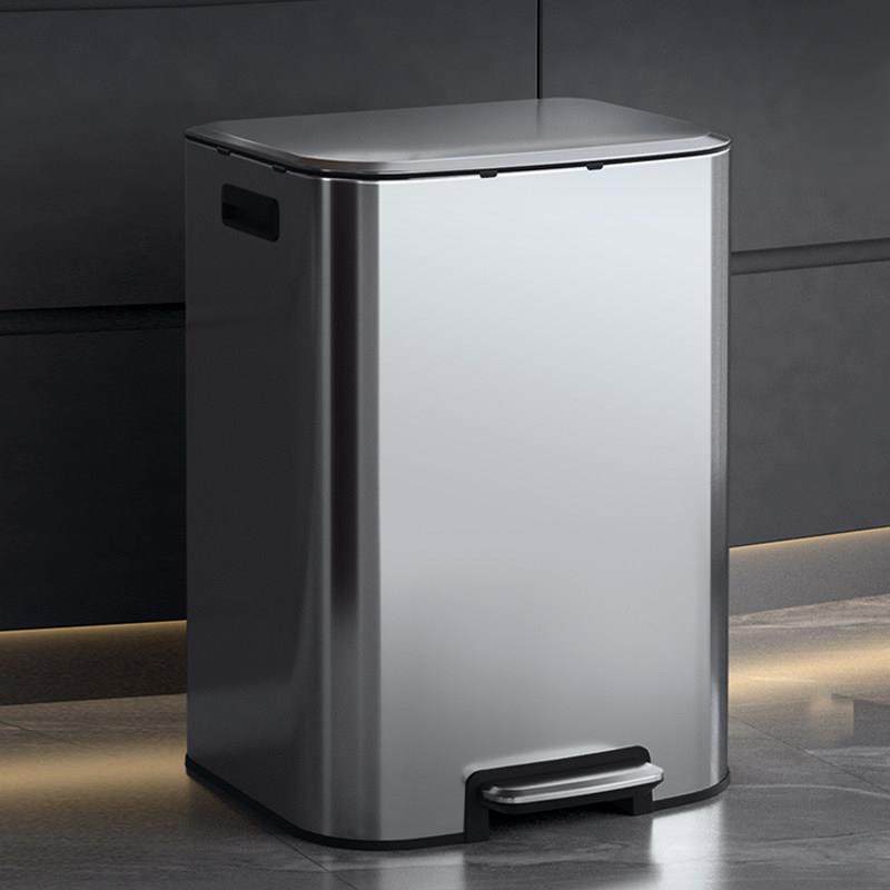 410不锈钢厨房客厅垃圾桶家用客厅轻奢高档大号大容量脚踩带盖子8