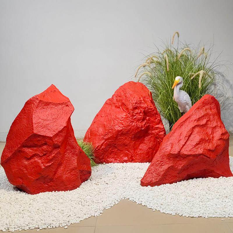 仿真假石头玻璃钢红色景观石创意现代风室内落地装饰摆件软装假山,家居饰品,落地摆件,淘宝优惠券,粉丝福利购,淘宝优惠卷