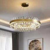 简约轻奢吊灯水晶主客厅灯现代意式 大气高档样板房圆形饭厅卧室灯