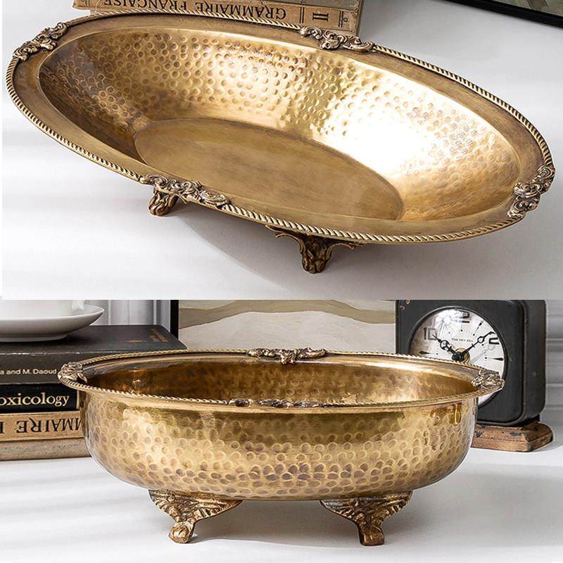 欧式覆古手工黄铜样板间客厅茶几餐桌水果盘锤纹装饰铜器果篓摆件,家居饰品,果盘/果篓,淘宝优惠券,粉丝福利购,淘宝优惠卷