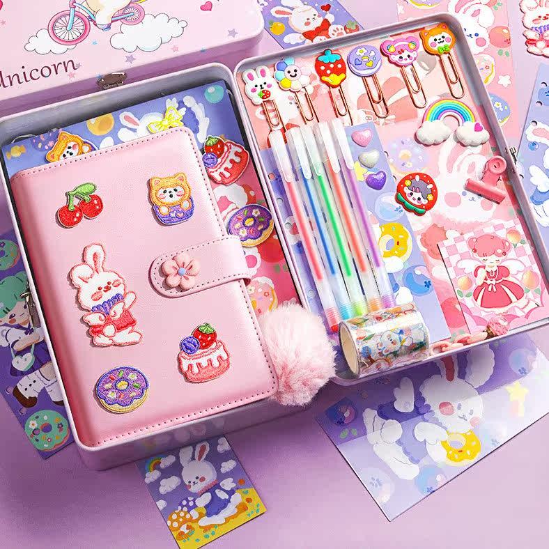网红可爱少女心豪华手帐本大容量套装活页网格横线本创意文具礼物