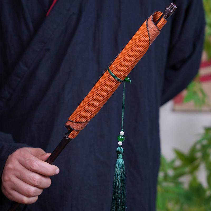 圆形腰扇紫竹可卷扇子可携式中国风长柄团扇古典竹编扇宫扇折叠蒲,居家日用,扇子,淘宝优惠券,粉丝福利购,淘宝优惠卷