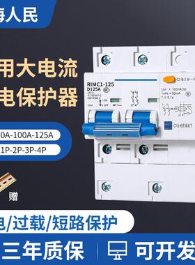 上海人民大功率家用漏保开关DZ47LE漏电保护器2P3P4P80A100A125A