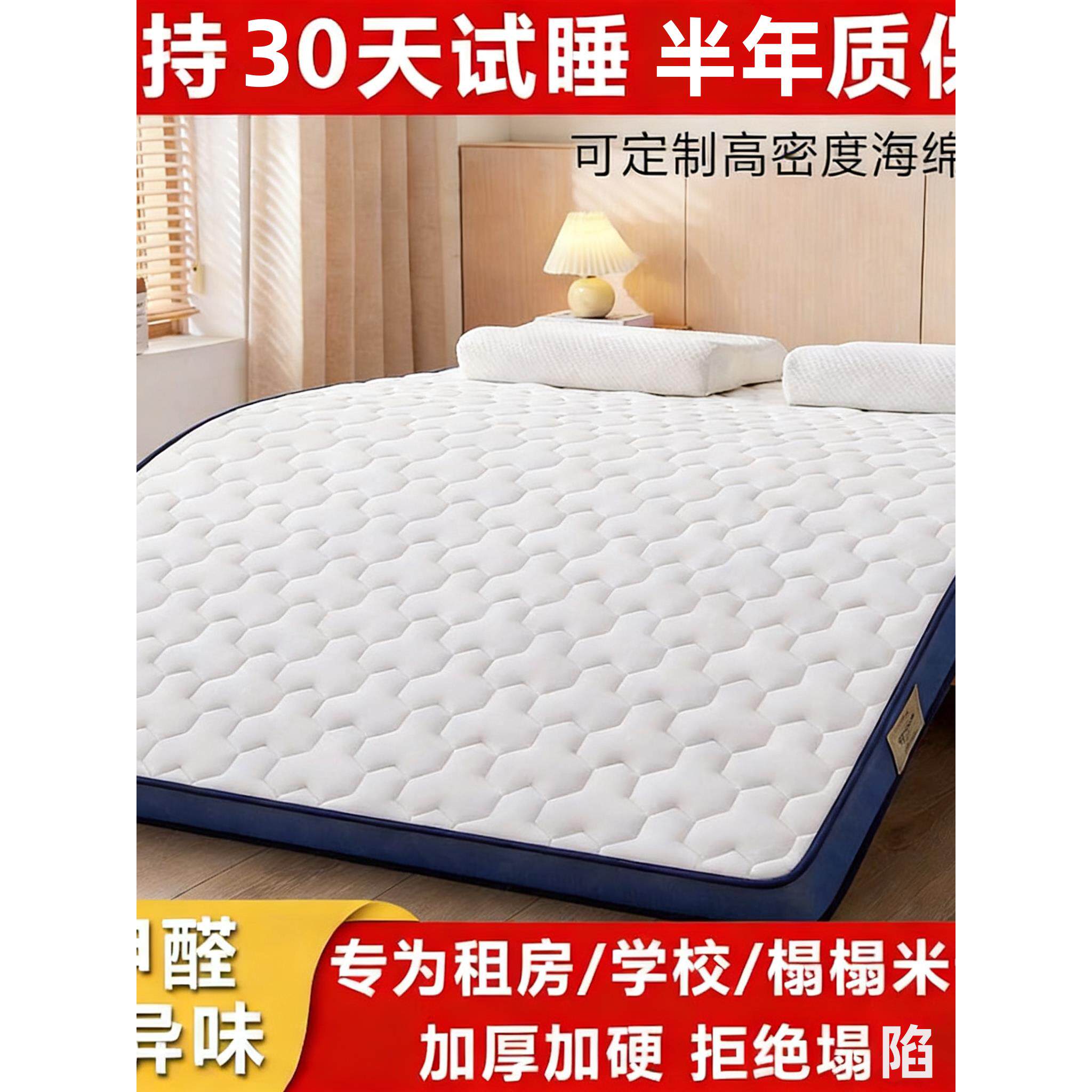 定制床垫软垫子被褥铺底乳胶记忆棉蓝色海绵垫定做家用卧室榻榻米