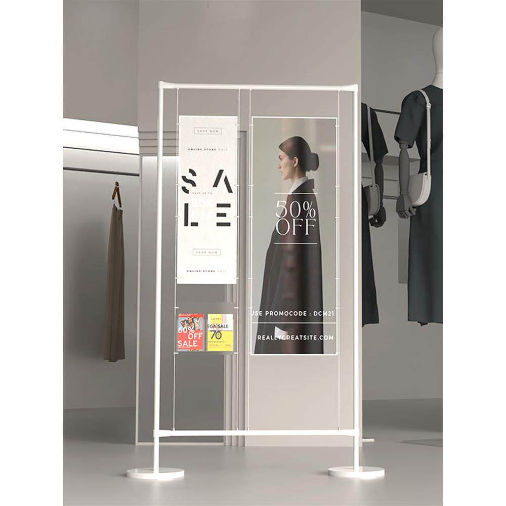 广告架展示牌落地立式服装店海报照片墙DIY立式展示架不锈钢定制