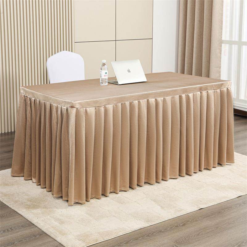 高端会议室桌布长方形办公室长桌套丝绒展会活动签到红桌裙