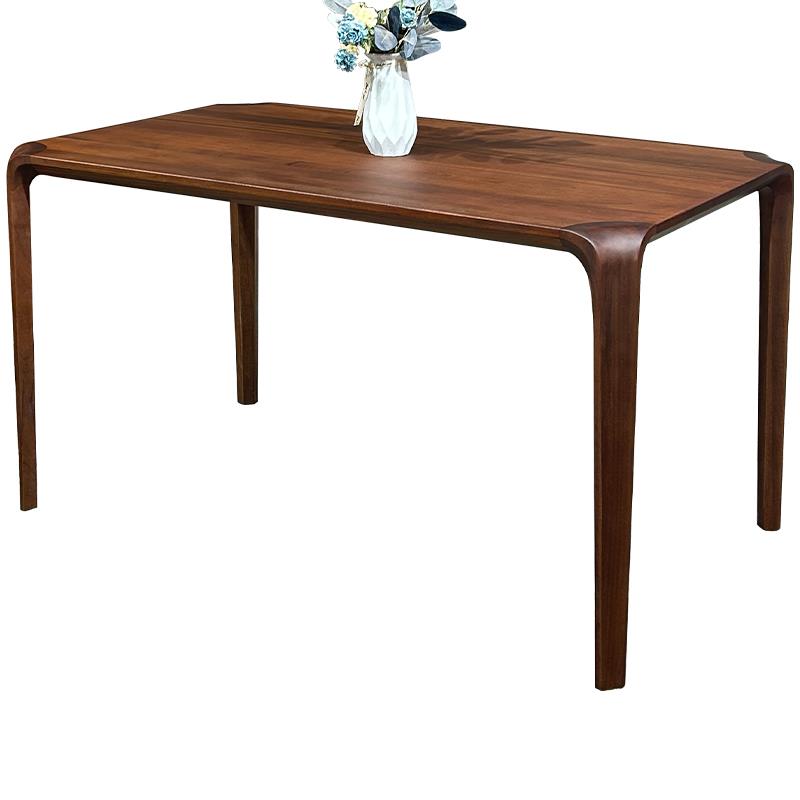 核桃木餐桌现代简约全实木饭桌榫卯长方形桌子家用茶台书桌望月桌