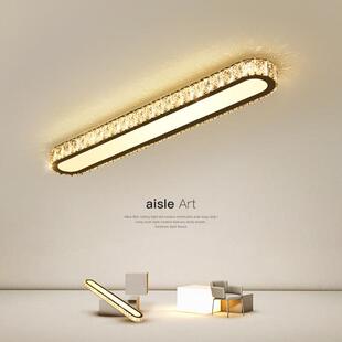 轻奢水晶走廊阳台走道灯入户玄关一字长条吸顶灯现代简约中山灯具