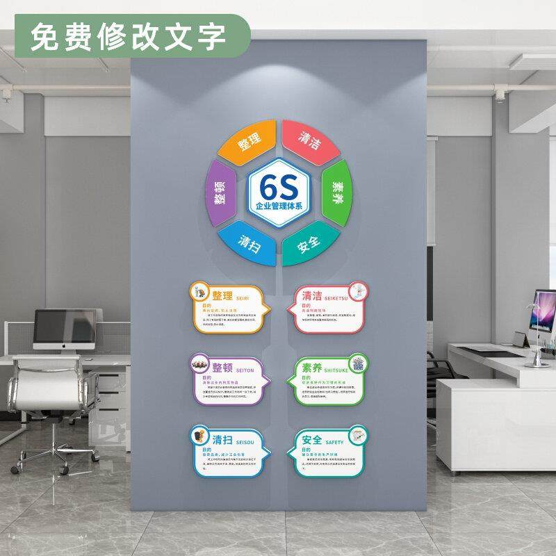 6S企业管理文化墙布置公司工厂仓库车间安全标语背景墙面装饰墙贴,家居饰品,文化墙贴,淘宝优惠券,粉丝福利购,淘宝优惠卷
