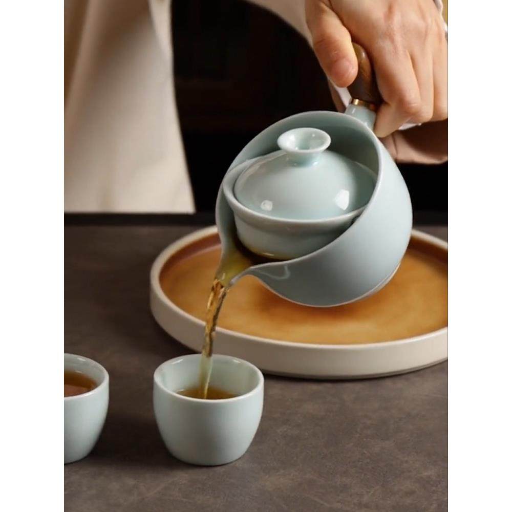 逍遥壶懒人泡茶器旅行茶具套装自动旋转泡茶壶陶瓷茶水分离泡茶杯,餐饮具,茶壶,淘宝优惠券,粉丝福利购,淘宝优惠卷