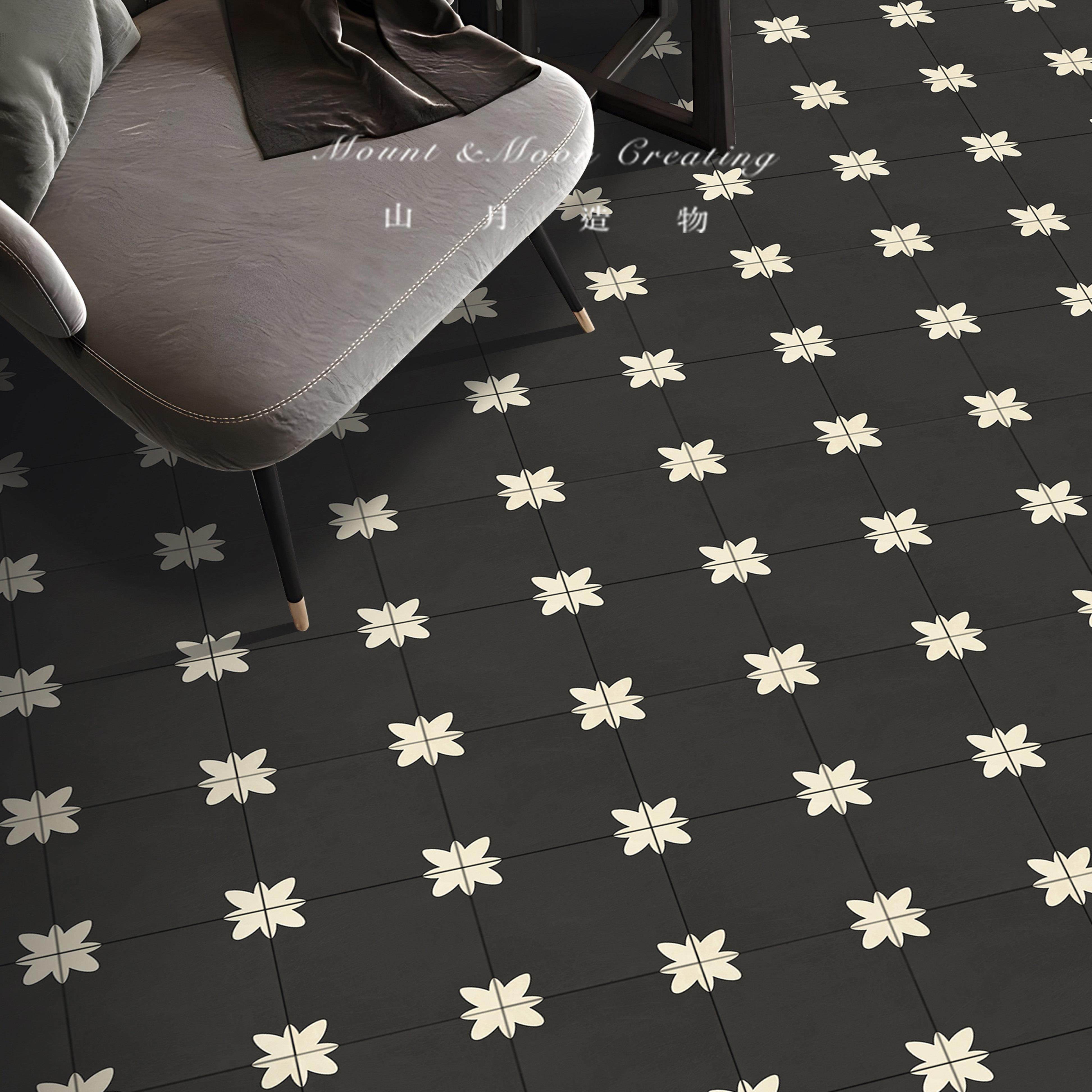 复古pvc自粘地板革贴纸地垫仿瓷砖小方块翻新改造耐磨防水卫生间