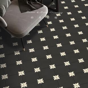 复古pvc自粘地板革贴纸地垫仿瓷砖小方块翻新改造耐磨防水卫生间