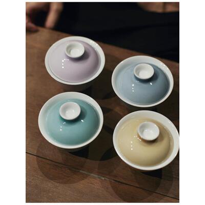 【景文小盖碗】景德镇原矿绿釉茶具青瓷多色高温瓷