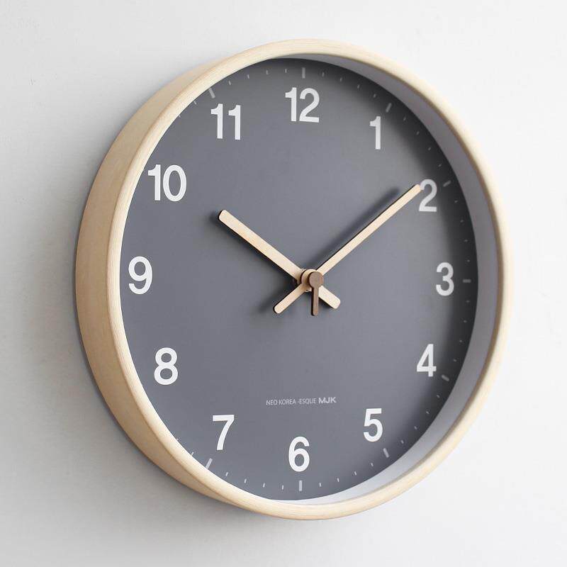 MJK实木挂钟钟表家用客厅时尚静音创意时钟现代简约轻奢免打孔
