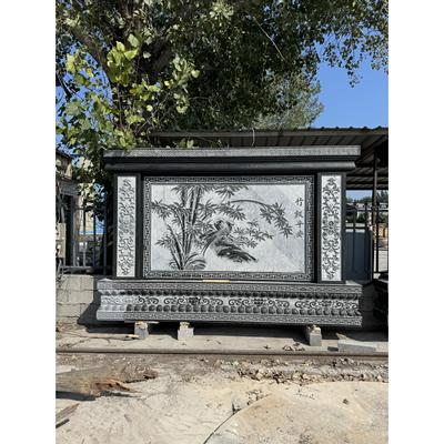 石雕影壁墙青石彷古浮雕迎门照壁中式福字屏风庭院装饰壁画背景墙