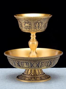 护杯，铜雕供水杯，藏式圣水杯，八吉祭杯，家装