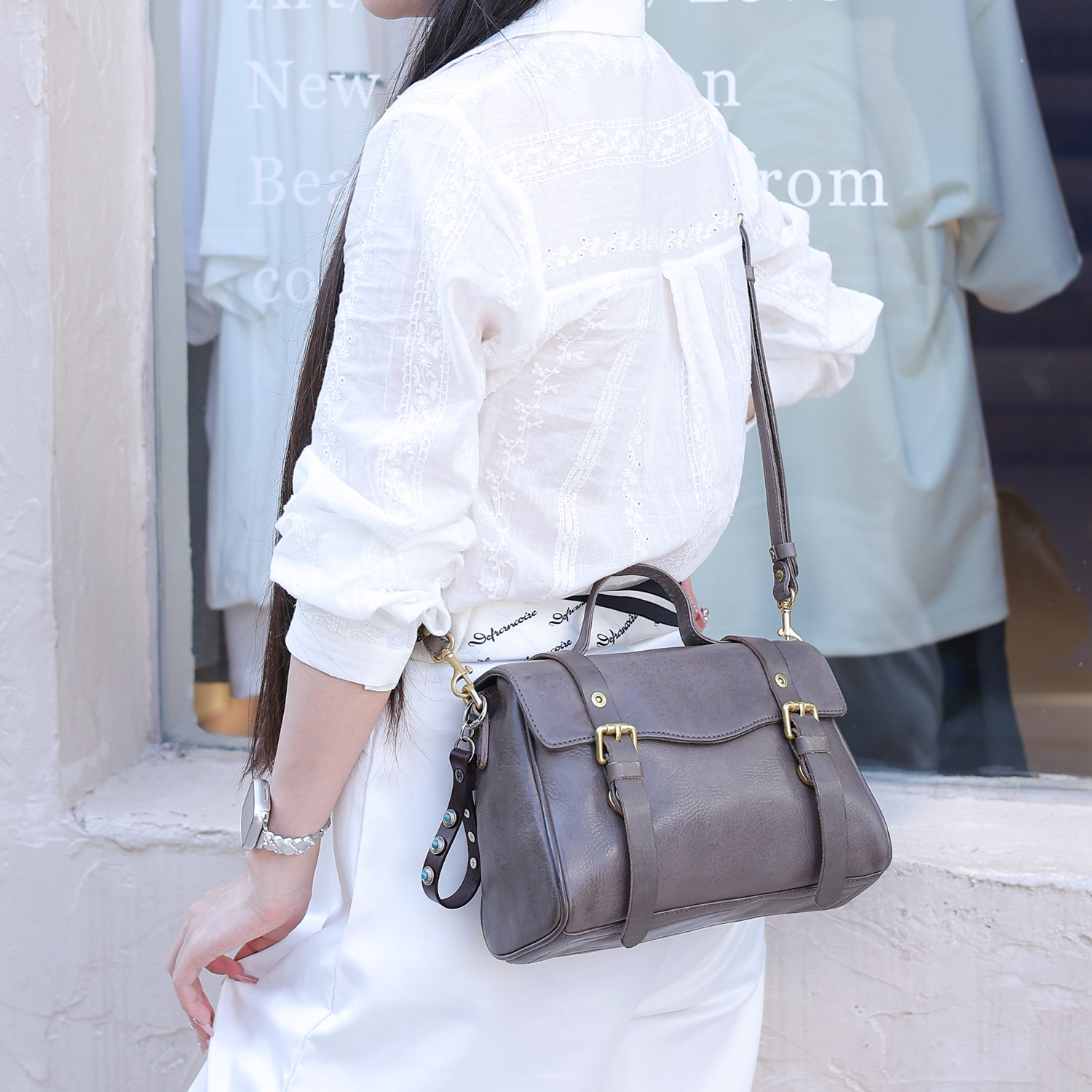 WANYEAH新款真皮通勤手提包