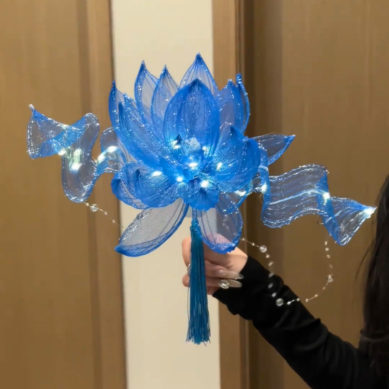 网纱莲花灯精美蓝色手工DIY材料包新款2026趣味汉服配饰悬浮灯