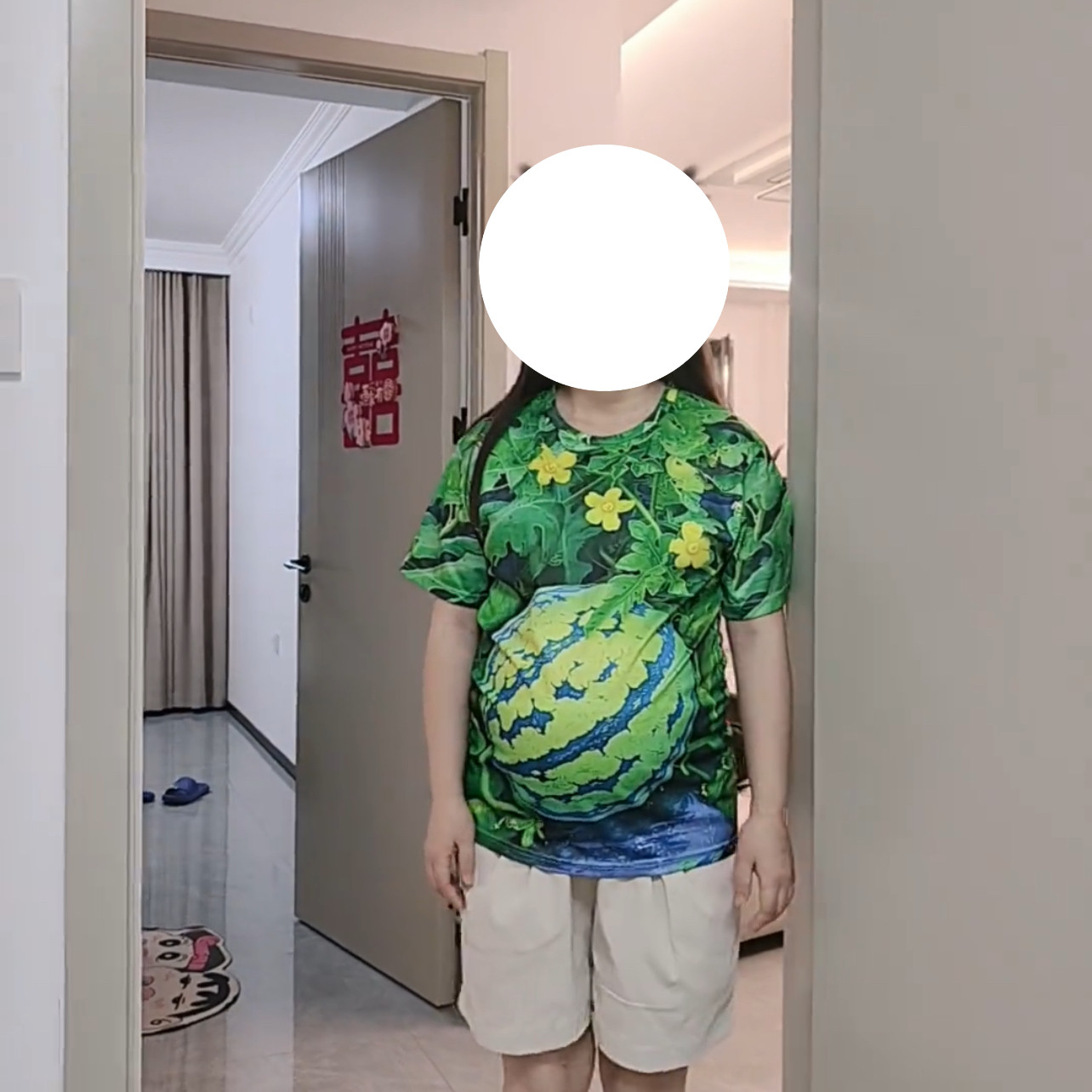 T恤男女同款趣味仿真西瓜图案可爱个性夏季圆领短袖上衣2026
