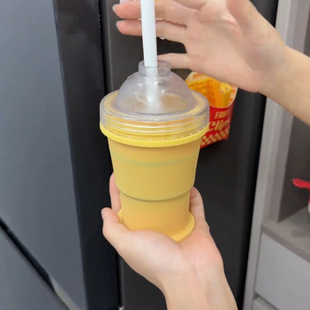 可折叠水杯带吸管可制冰球便携式简约纯色杯子新款2026硅胶款