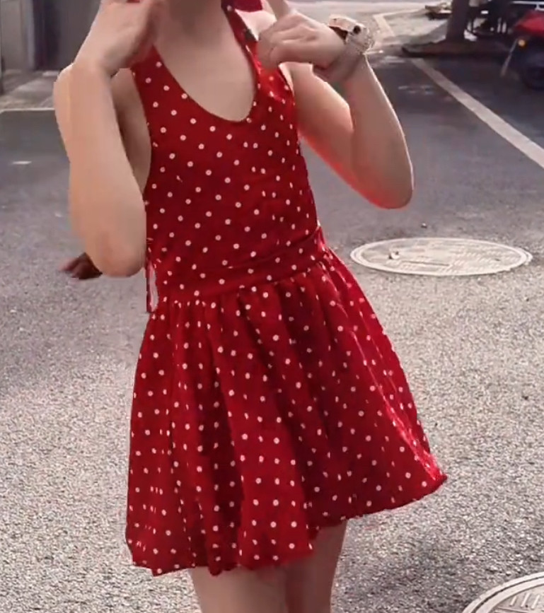 女童夏季连衣裙小女孩洋气红色波点吊带裙儿童超好看裙子