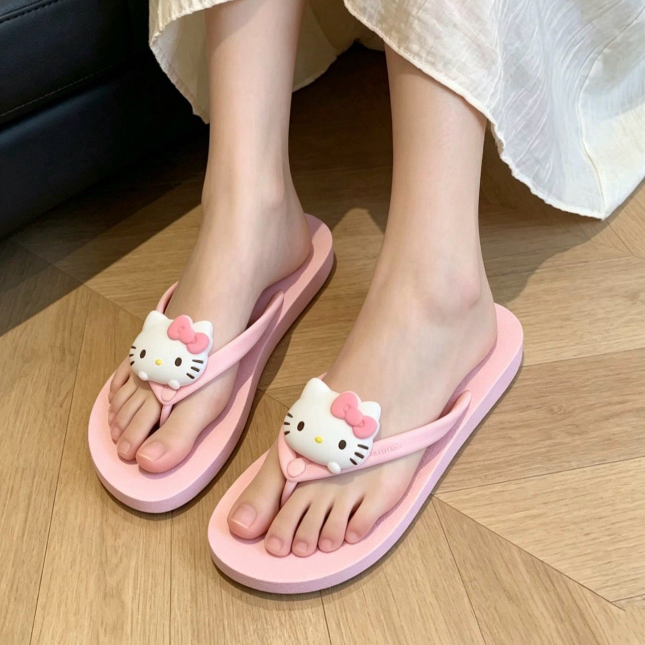 粉色小猫家居拖鞋新款2026卡通少女心日常可外穿鞋子凉鞋夏季