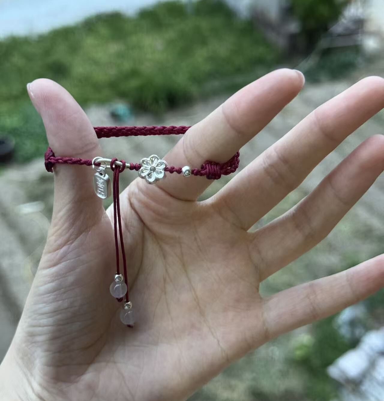 新中式手工编织莲花铃铛手链女小众简约设计感手绳百搭高级感手饰