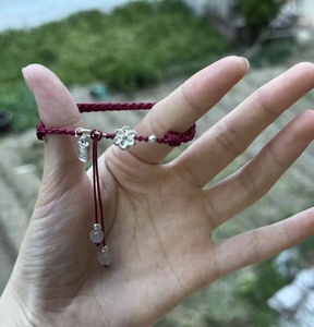 新中式手工编织莲花铃铛手链女小众简约设计感手绳百搭高级感手饰