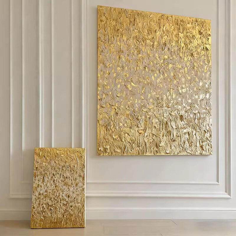 现代轻奢金箔肌理感抽象挂画简约玄关客厅装饰画高端大气艺术壁画