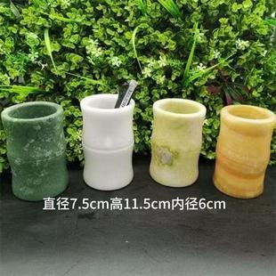 天然玉石汉白玉笔筒蓝田玉笔筒鲁山玉米黄玉竹节笔筒玉石笔筒摆件