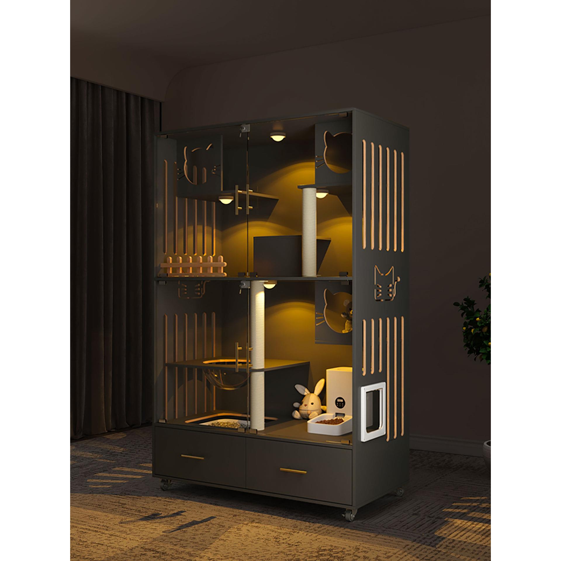 猫别墅实木家用室内猫窝猫砂盆带厕所一体猫柜豪华大型猫舍猫笼子