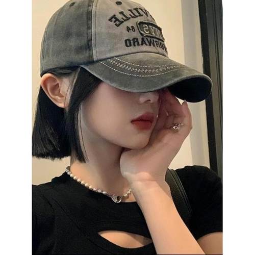 假发帽子一体牛仔棒球帽加宽帽檐大头围显脸小女短发2024新款爆款