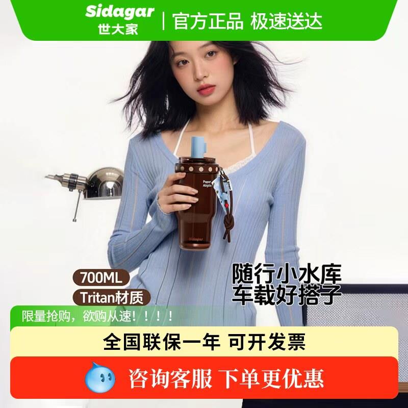 世大家吸管杯夏季高颜值夏季塑料大容量水杯便携车载办公室水杯子