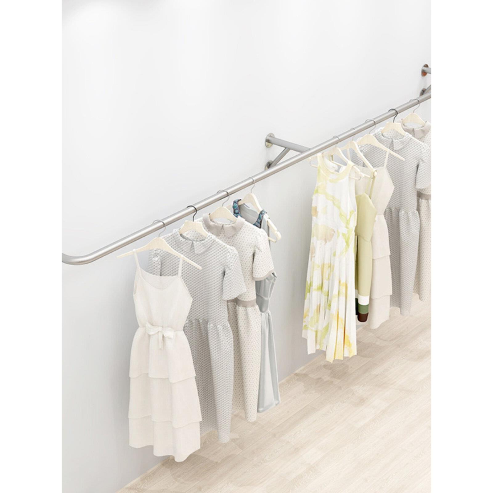 网红服装店不锈钢上墙壁挂式货架男女装店墙上挂衣架童装展示架