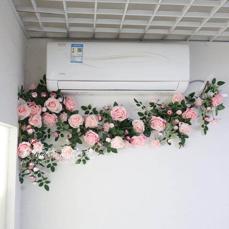 空调管子装饰遮挡电线美化燃气暖气下水管道遮丑神器仿真玫瑰花藤