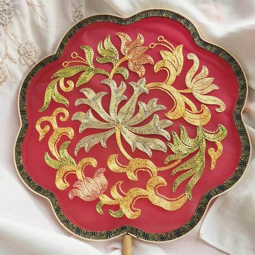 苏绣diy材料包盘金绣团扇喜扇材料包套件古风汉服中式覆古初学