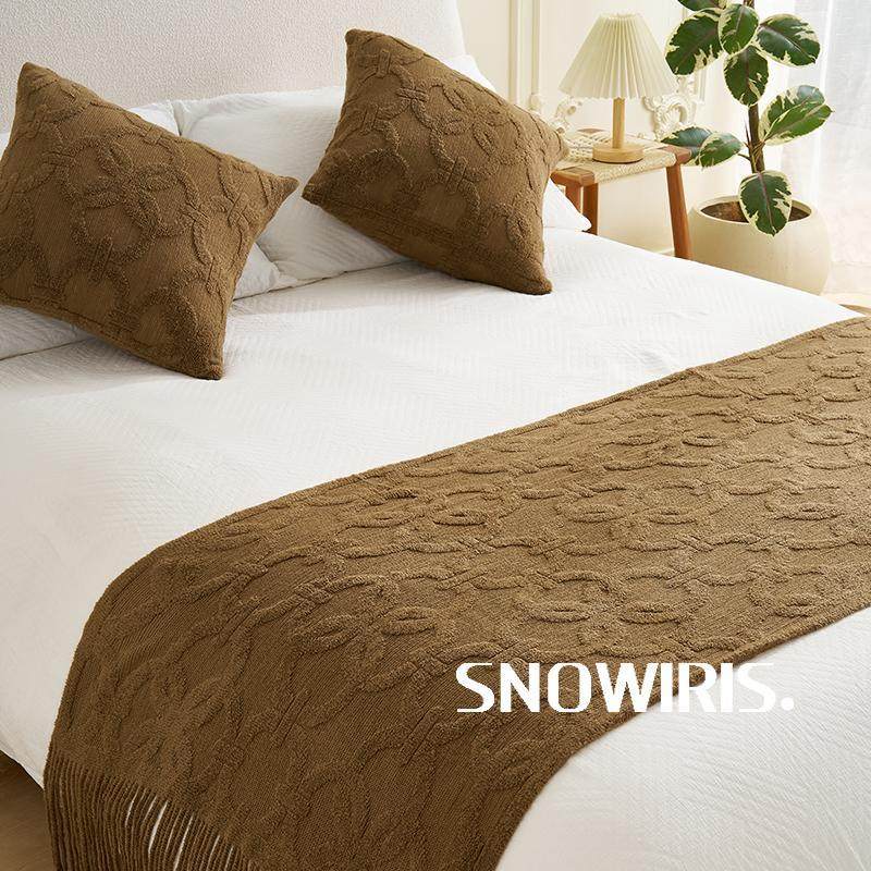 针织毛毯轻奢高级感覆古床尾巾环扣设计师款床旗沙发休闲 装饰盖